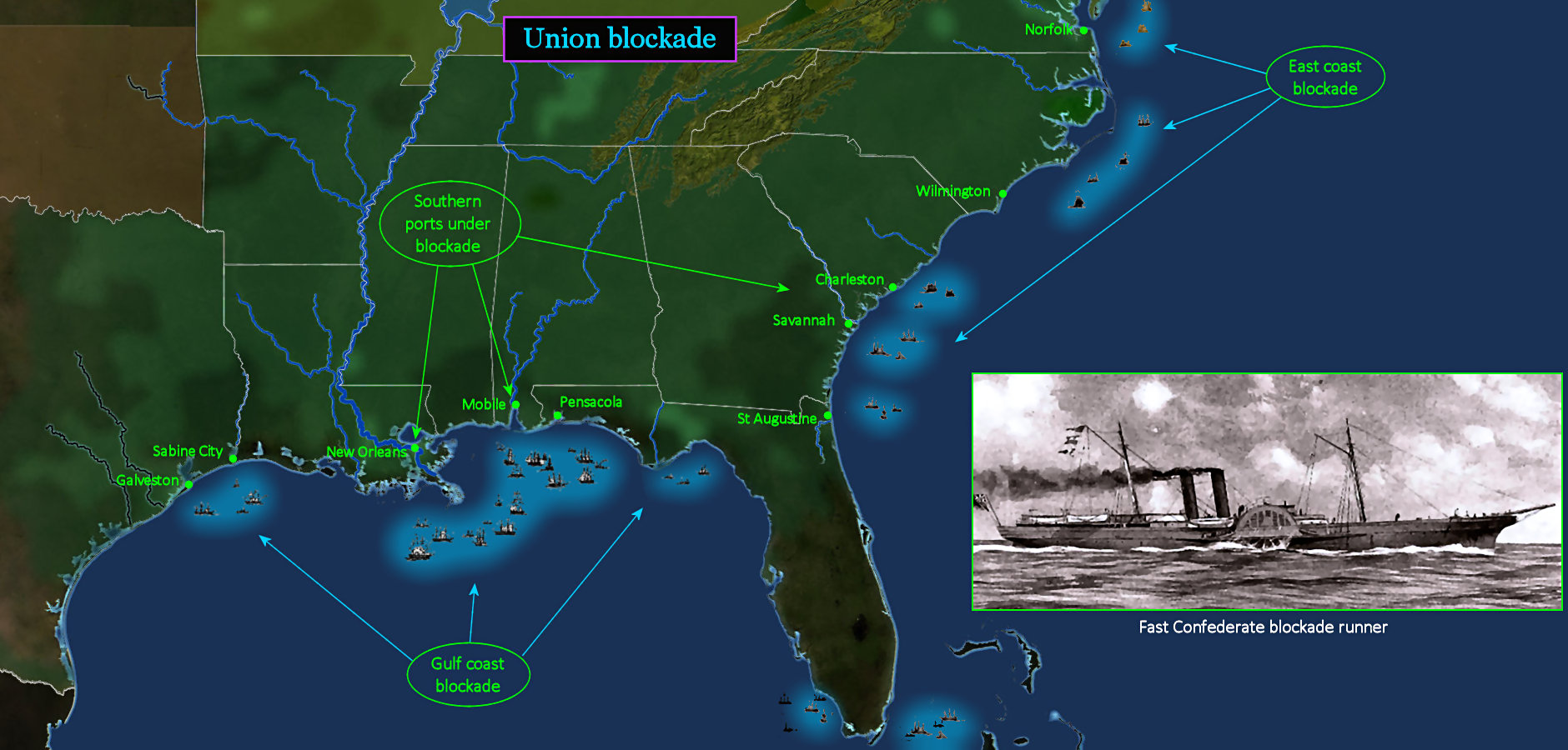 Union blockade, Civil War map